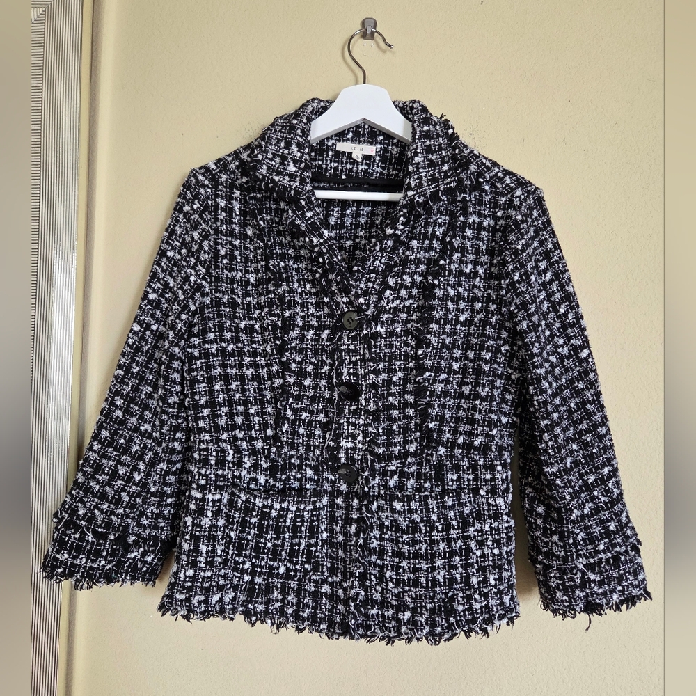 Girls Le Lis Black and White Tweed Houndstooth Jacket Office Dressy